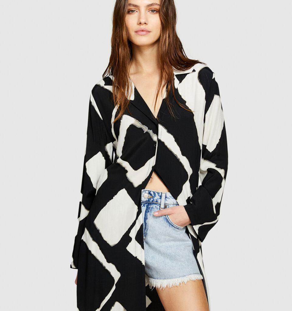 Long printed shirt - women's shirts - Multi-color | Sisley image number 4